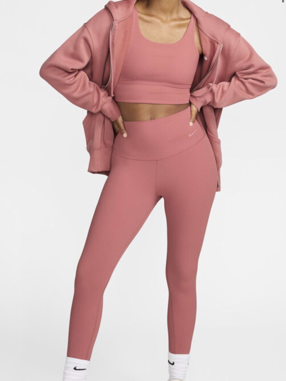 *Nike Zenvy Ribbed High-Waist 7/8 Cropped Leggings Canyon Pink
